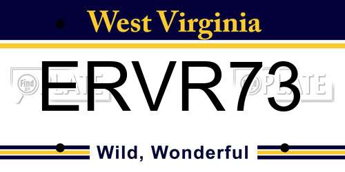 ERVR73 West Virginia License Plate