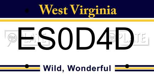 ES0D4D West Virginia License Plate