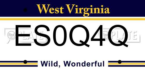 ES0Q4Q West Virginia License Plate