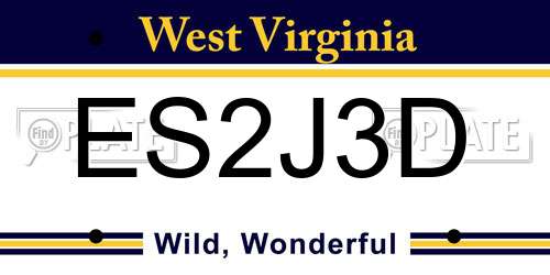 ES2J3D West Virginia License Plate