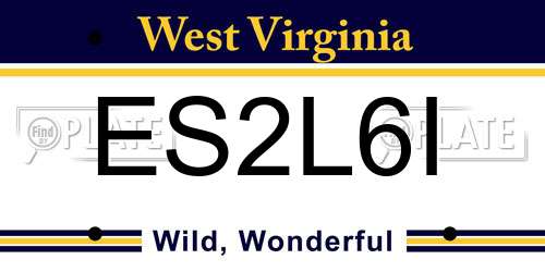 ES2L6I West Virginia License Plate