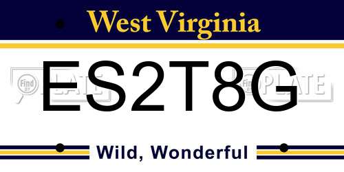 ES2T8G West Virginia License Plate