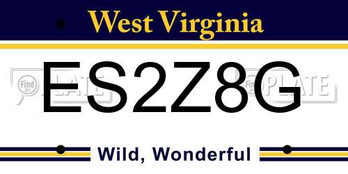ES2Z8G West Virginia License Plate