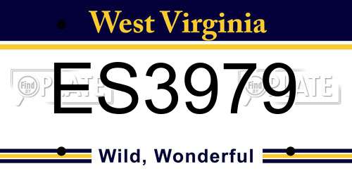 ES3979 West Virginia License Plate