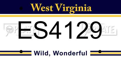 ES4129 West Virginia License Plate