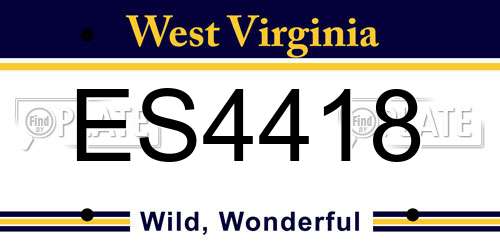 ES4418 West Virginia License Plate