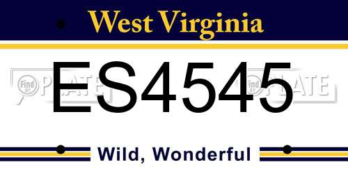 ES4545 West Virginia License Plate