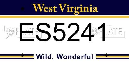 ES5241 West Virginia License Plate