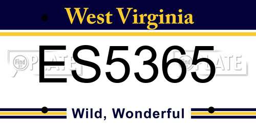 ES5365 West Virginia License Plate