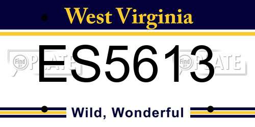 ES5613 West Virginia License Plate