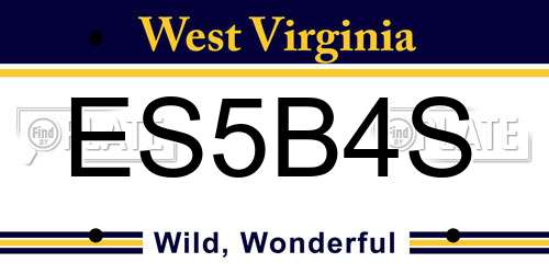 ES5B4S West Virginia License Plate