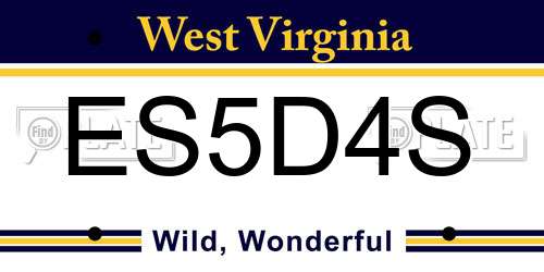 ES5D4S West Virginia License Plate