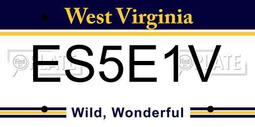 ES5E1V West Virginia License Plate