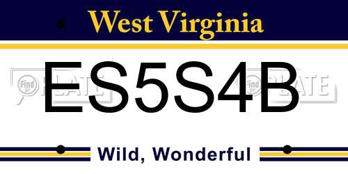 ES5S4B West Virginia License Plate