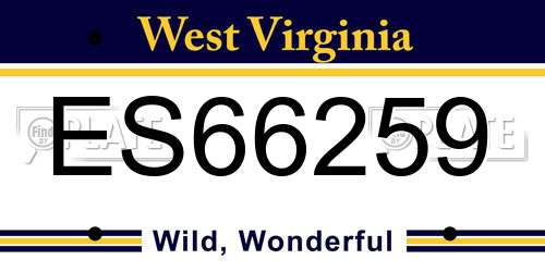 ES66259 West Virginia License Plate