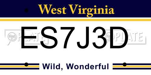 ES7J3D West Virginia License Plate
