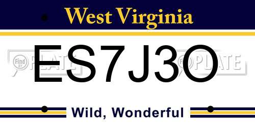 ES7J3O West Virginia License Plate