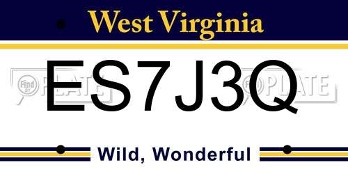 ES7J3Q West Virginia License Plate