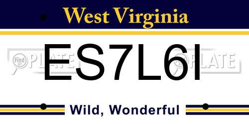 ES7L6I West Virginia License Plate