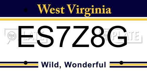 ES7Z8G West Virginia License Plate