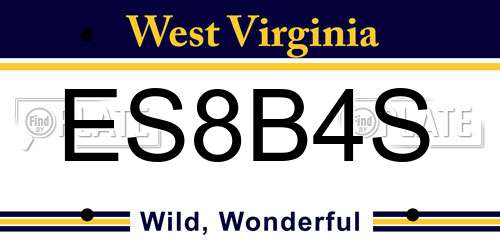 ES8B4S West Virginia License Plate