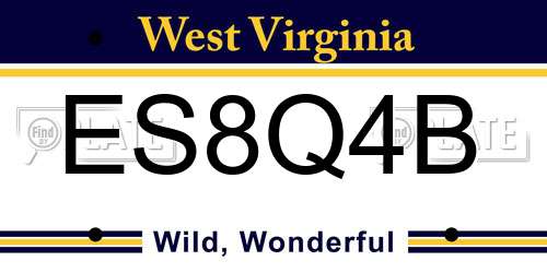 ES8Q4B West Virginia License Plate