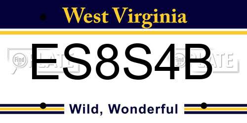ES8S4B West Virginia License Plate