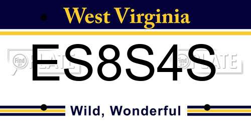 ES8S4S West Virginia License Plate