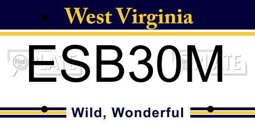 ESB30M West Virginia License Plate