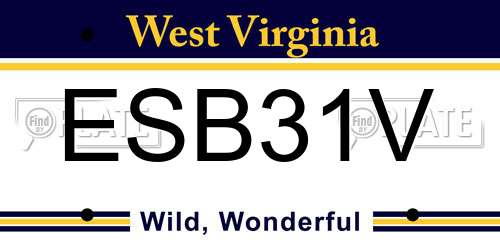ESB31V West Virginia License Plate