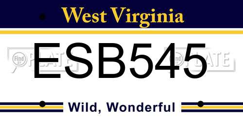 ESB545 West Virginia License Plate
