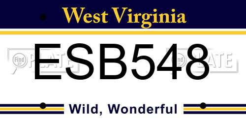 ESB548 West Virginia License Plate