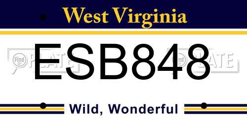 ESB848 West Virginia License Plate