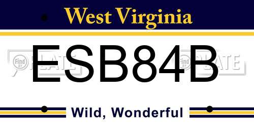 ESB84B West Virginia License Plate