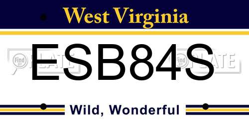 ESB84S West Virginia License Plate