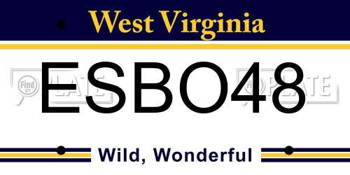 ESBO48 West Virginia License Plate