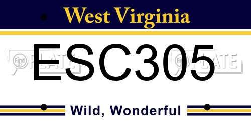 ESC305 West Virginia License Plate