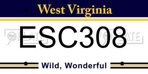 ESC308 West Virginia License Plate