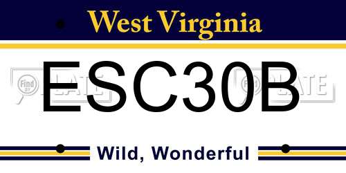 ESC30B West Virginia License Plate