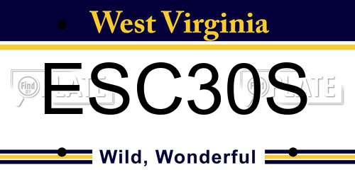 ESC30S West Virginia License Plate