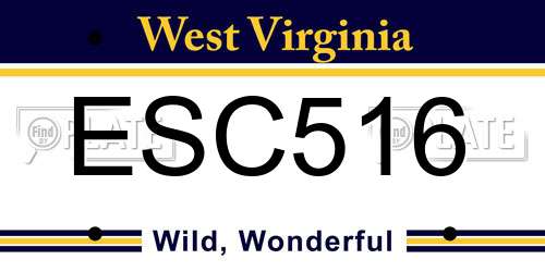 ESC516 West Virginia License Plate