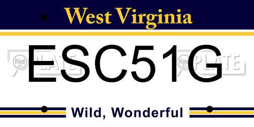 ESC51G West Virginia License Plate