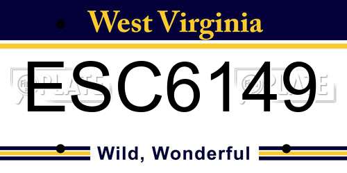 ESC6149 West Virginia License Plate