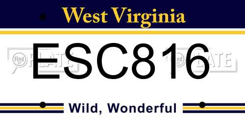ESC816 West Virginia License Plate