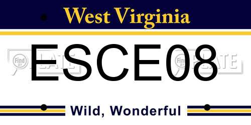 ESCE08 West Virginia License Plate