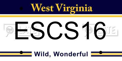 ESCS16 West Virginia License Plate