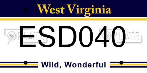 ESD040 West Virginia License Plate