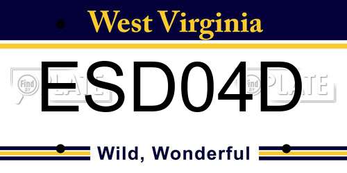 ESD04D West Virginia License Plate