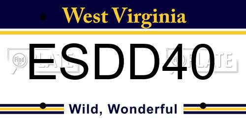 ESDD40 West Virginia License Plate