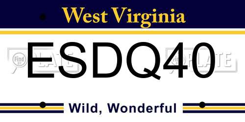 ESDQ40 West Virginia License Plate